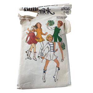70s Butterick 4936 Costume Pattern Size 14 Girls Cheerleader and Majorette CUT